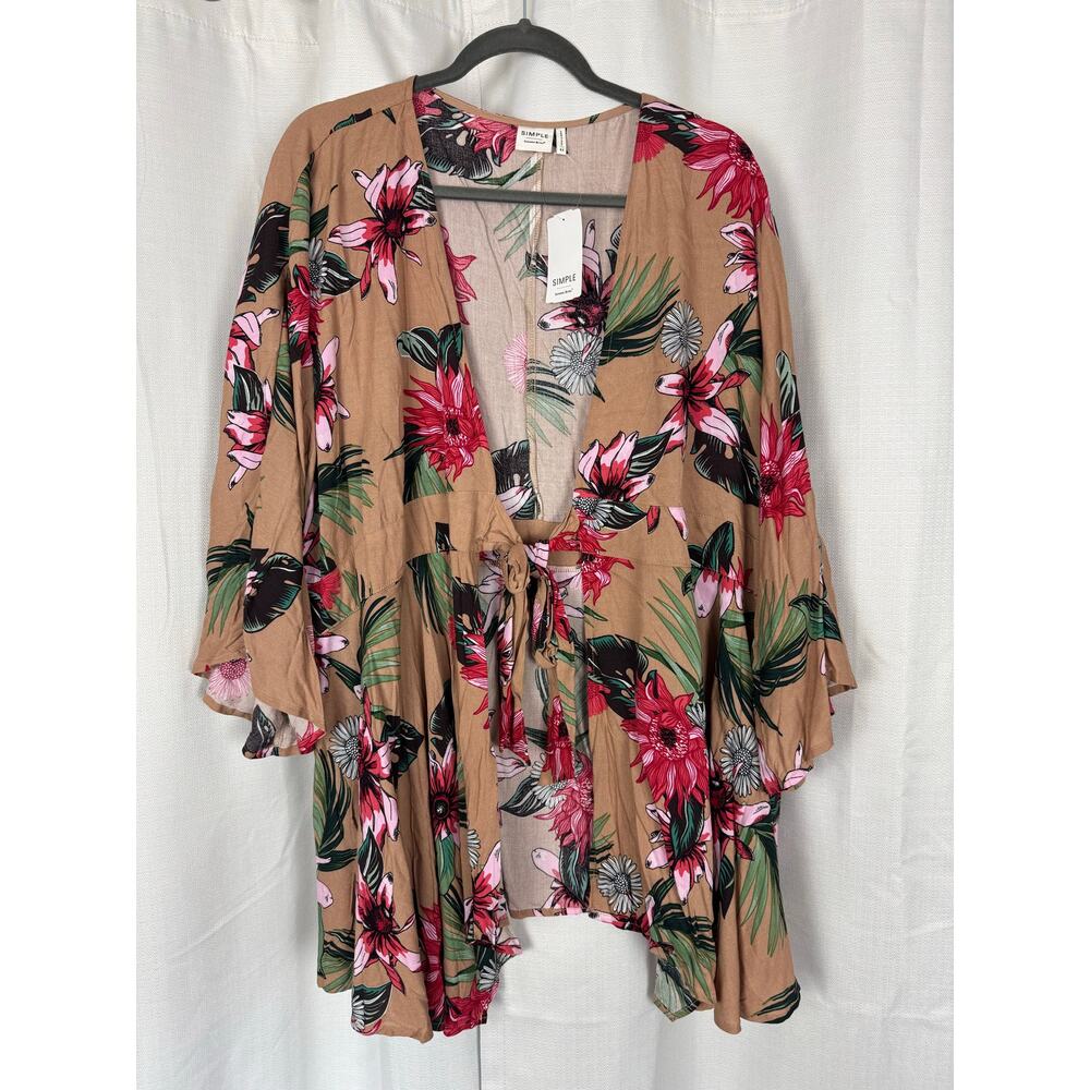 Simple Suzanne Betro Floral Kimono Boho‎ Tropical Bell Sleeve 4X